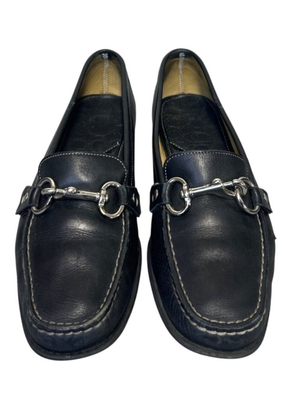 Coach Esther Women's 8.5B Black Leather Horsebit Loafers Slip On Shoes Italy